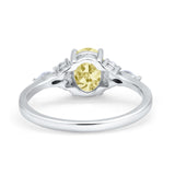 Art Deco Oval Wedding Ring Marquise Simulated Cubic Zirconia 925 Sterling Silver