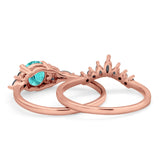 Two Piece Art Deco Wedding Vintage Black Marquise Round Simulated Cubic Zirconia 925 Sterling Silver