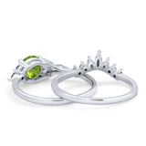 Two Piece Art Deco Wedding Vintage Black Marquise Round Simulated Cubic Zirconia 925 Sterling Silver