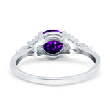 Art Deco Engagement Ring Round Simulated Cubic Zirconia 925 Sterling Silver