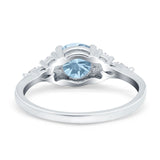 Art Deco Engagement Ring Round Simulated Cubic Zirconia 925 Sterling Silver