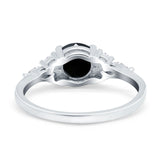 Art Deco Engagement Ring Round Simulated Cubic Zirconia 925 Sterling Silver