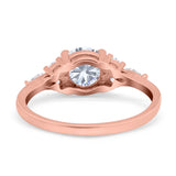 Art Deco Engagement Ring Round Simulated Cubic Zirconia 925 Sterling Silver