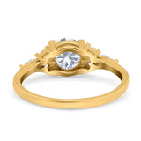 Art Deco Engagement Ring Round Simulated Cubic Zirconia 925 Sterling Silver
