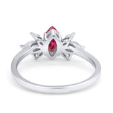 Art Deco Wedding Ring Marquise Simulated Cubic Zirconia 925 Sterling Silver