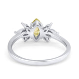 Art Deco Wedding Ring Marquise Simulated Cubic Zirconia 925 Sterling Silver