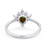 Art Deco Engagement Ring Pear Simulated Cubic Zirconia 925 Sterling Silver