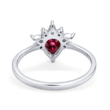 Art Deco Engagement Ring Pear Simulated Cubic Zirconia 925 Sterling Silver
