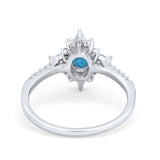 Vintage Oval Halo Wedding Ring Simulated Cubic Zirconia 925 Sterling Silver
