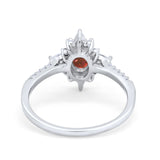 Vintage Oval Halo Wedding Ring Simulated Cubic Zirconia 925 Sterling Silver