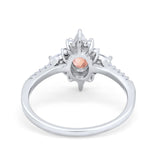Vintage Oval Halo Wedding Ring Simulated Cubic Zirconia 925 Sterling Silver