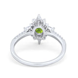 Vintage Oval Halo Wedding Ring Simulated Cubic Zirconia 925 Sterling Silver