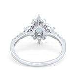 Vintage Oval Halo Wedding Ring Simulated Cubic Zirconia 925 Sterling Silver
