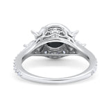 Halo Floral Wedding Ring Marquise Simulated Cubic Zirconia 925 Sterling Silver