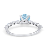 Art Deco Solitaire Wedding Ring Simulated Cubic Zirconia 925 Sterling Silver