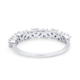 Wedding Band Eternity Ring Marquise Round Simulated Cubic Zirconia 925 Sterling Silver
