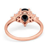 Art Deco Teardrop Engagement Ring Simulated Cubic Zirconia 925 Sterling Silver