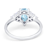 Art Deco Teardrop Engagement Ring Simulated Cubic Zirconia 925 Sterling Silver