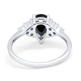 Art Deco Teardrop Engagement Ring Simulated Cubic Zirconia 925 Sterling Silver