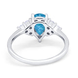 Art Deco Teardrop Engagement Ring Simulated Cubic Zirconia 925 Sterling Silver