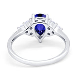 Art Deco Teardrop Engagement Ring Simulated Cubic Zirconia 925 Sterling Silver