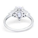 Art Deco Teardrop Engagement Ring Simulated Cubic Zirconia 925 Sterling Silver