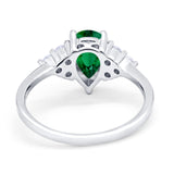 Art Deco Teardrop Engagement Ring Simulated Cubic Zirconia 925 Sterling Silver