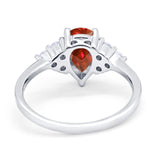 Art Deco Teardrop Engagement Ring Simulated Cubic Zirconia 925 Sterling Silver