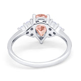 Art Deco Teardrop Engagement Ring Simulated Cubic Zirconia 925 Sterling Silver