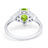 Art Deco Teardrop Engagement Ring Simulated Cubic Zirconia 925 Sterling Silver