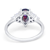 Art Deco Teardrop Engagement Ring Simulated Cubic Zirconia 925 Sterling Silver