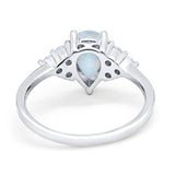 Art Deco Teardrop Engagement Ring Simulated Cubic Zirconia 925 Sterling Silver