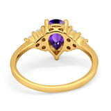 Art Deco Teardrop Engagement Ring Simulated Cubic Zirconia 925 Sterling Silver