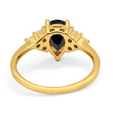 Art Deco Teardrop Engagement Ring Simulated Cubic Zirconia 925 Sterling Silver