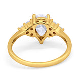 Art Deco Teardrop Engagement Ring Simulated Cubic Zirconia 925 Sterling Silver