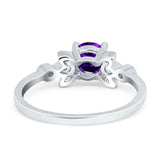 Vintage Style Round Simulated Cubic Zirconia Wedding Ring 925 Sterling Silver