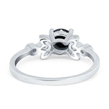 Vintage Style Round Simulated Cubic Zirconia Wedding Ring 925 Sterling Silver