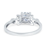 Vintage Style Round Simulated Cubic Zirconia Wedding Ring 925 Sterling Silver