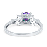 Vintage Style Round Simulated Cubic Zirconia Wedding Ring 925 Sterling Silver