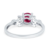 Vintage Style Round Simulated Cubic Zirconia Wedding Ring 925 Sterling Silver
