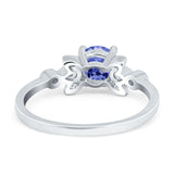 Vintage Style Round Simulated Cubic Zirconia Wedding Ring 925 Sterling Silver