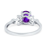 Vintage Style Oval Engagement Ring Simulated Cubic Zirconia 925 Sterling Silver