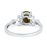 Vintage Style Oval Engagement Ring Simulated Cubic Zirconia 925 Sterling Silver
