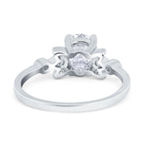 Vintage Style Oval Engagement Ring Simulated Cubic Zirconia 925 Sterling Silver