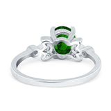Vintage Style Oval Engagement Ring Simulated Cubic Zirconia 925 Sterling Silver