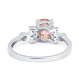 Vintage Style Oval Engagement Ring Simulated Cubic Zirconia 925 Sterling Silver