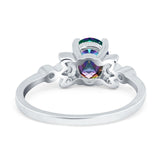 Vintage Style Oval Engagement Ring Simulated Cubic Zirconia 925 Sterling Silver