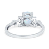 Vintage Style Oval Engagement Ring Simulated Cubic Zirconia 925 Sterling Silver