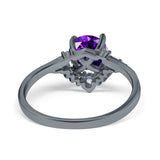 Vintage Round Engagement Ring Simulated Cubic Zirconia 925 Sterling Silver