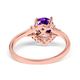 Vintage Round Engagement Ring Simulated Cubic Zirconia 925 Sterling Silver